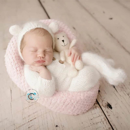 Newborn Photography Romper – Handmade Bodysuit with Bonnet - KinBuB
