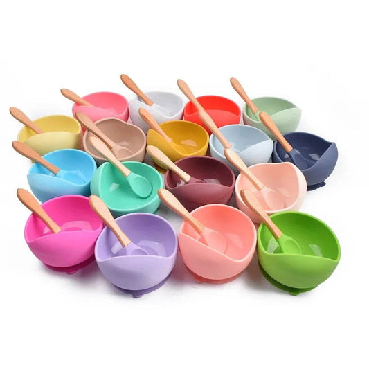 Baby Silicone Bowl Set – Suction Bowl & Spoon BPA-Free - KinBuB