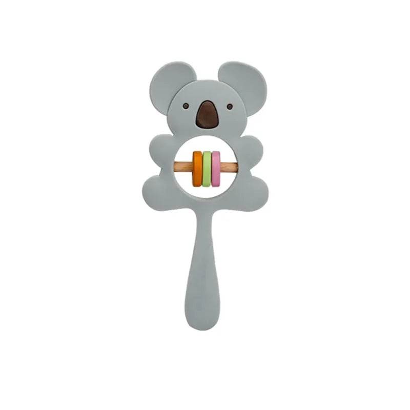 Baby Wooden Teether Rattle – Crochet Animal Newborn Toy - KinBuB