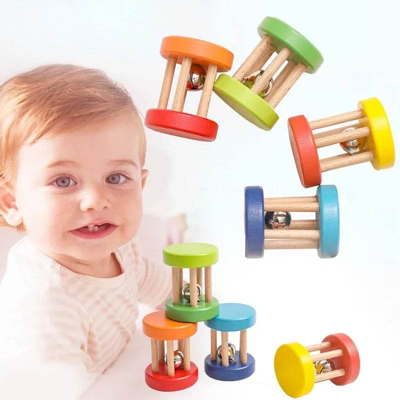 Baby Wooden Teether Rattle – Crochet Animal Newborn Toy - KinBuB