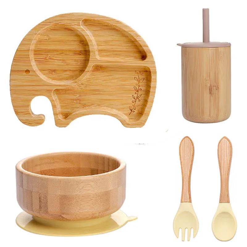 Baby Bamboo Tableware Set – Non-Slip Feeding Set BPA-Free - KinBuB