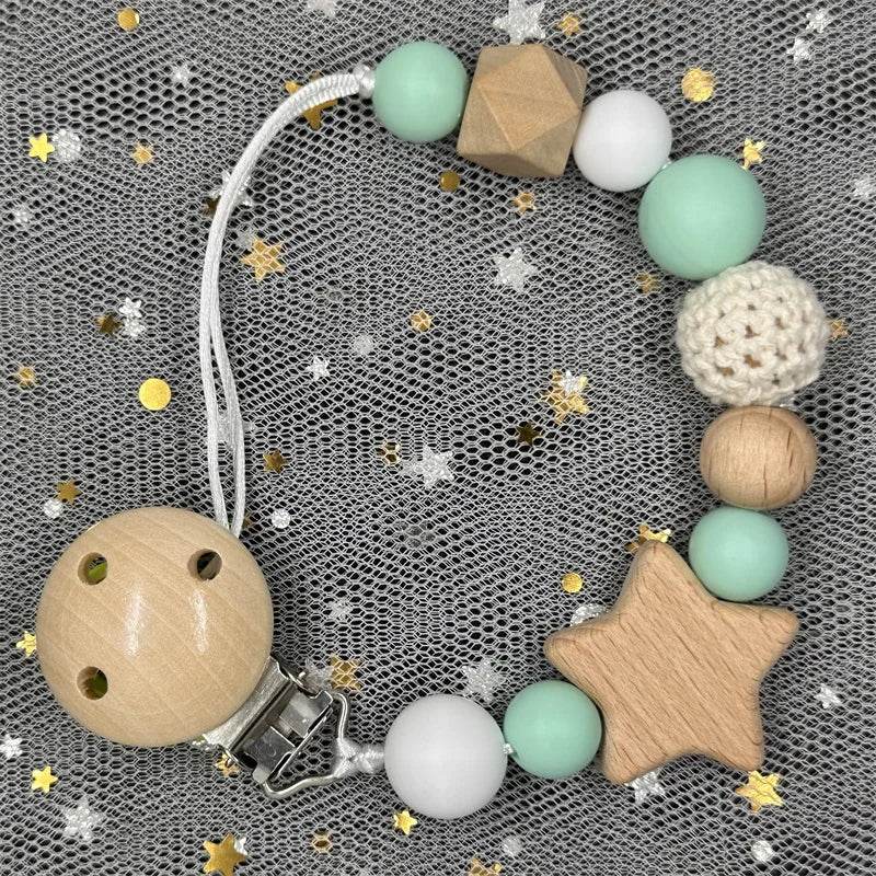 Custom Baby Pacifier Chain – Name Clip with Teether Pendant - KinBuB