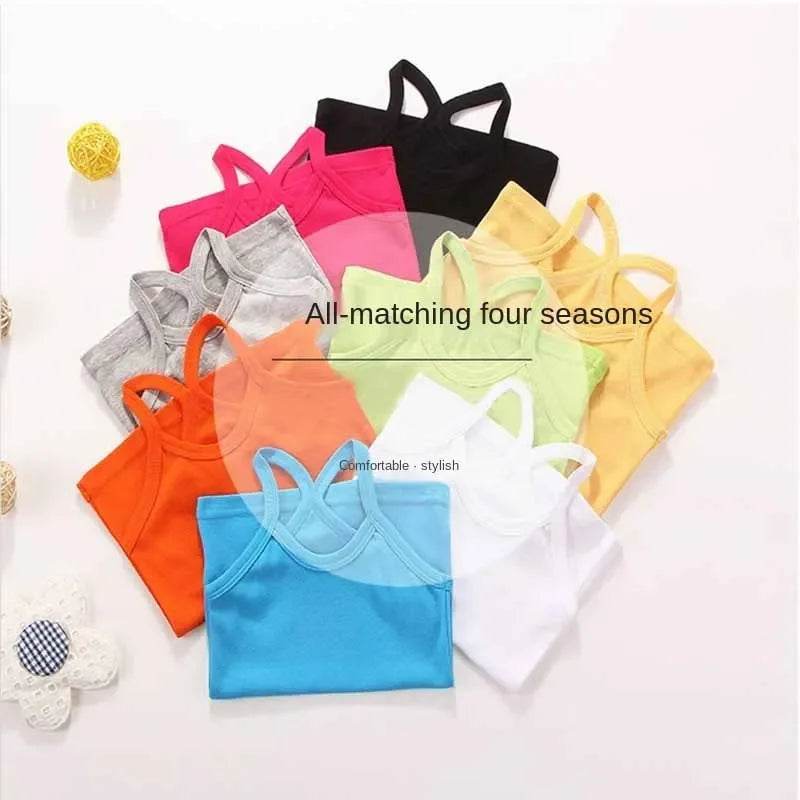 Girls Summer Cotton Vest – Sleeveless T-Shirt for Ages 2–12 - KinBuB