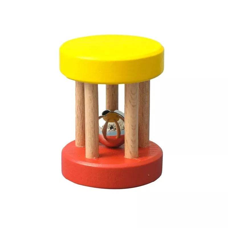 Baby Wooden Teether Rattle – Crochet Animal Newborn Toy - KinBuB
