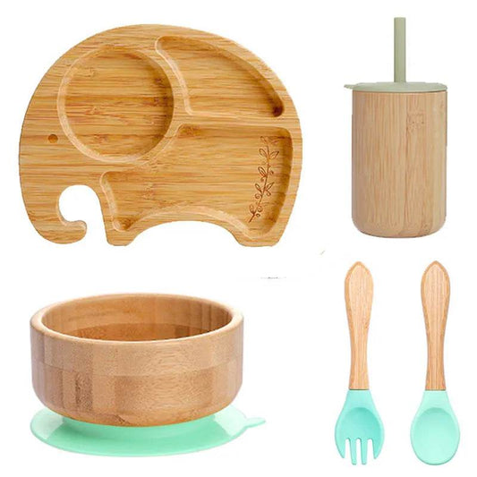 Baby Bamboo Tableware Set – Non-Slip Feeding Set BPA-Free - KinBuB