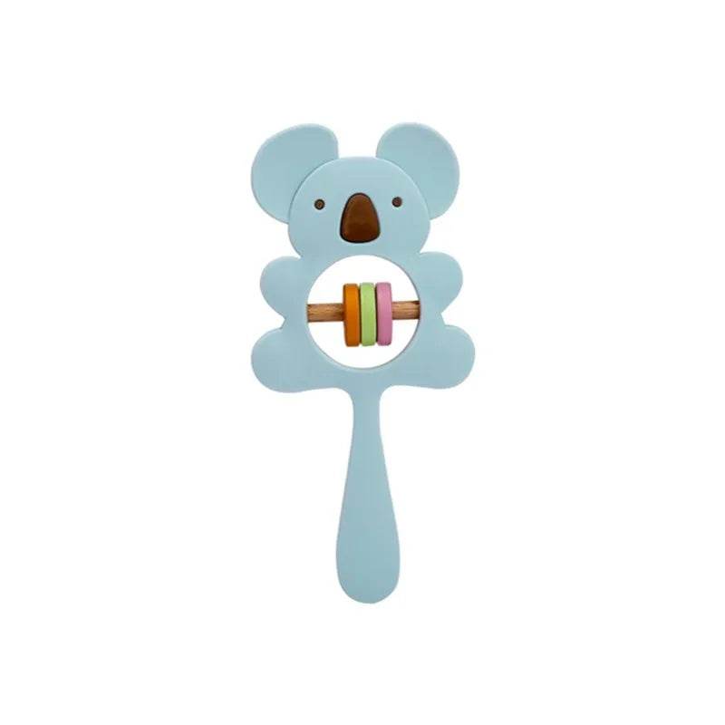 Baby Wooden Teether Rattle – Crochet Animal Newborn Toy - KinBuB