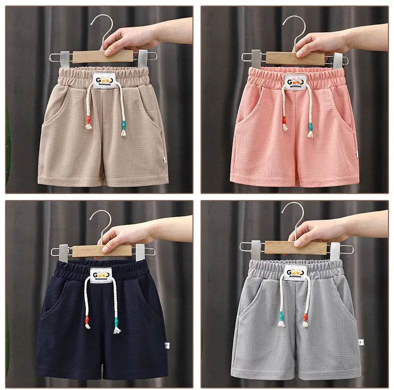 Summer Kids Shorts – Solid Color Casual Shorts for Boys & Girls - KinBuB
