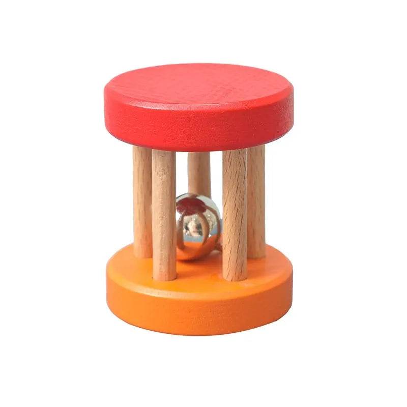 Baby Wooden Teether Rattle – Crochet Animal Newborn Toy - KinBuB