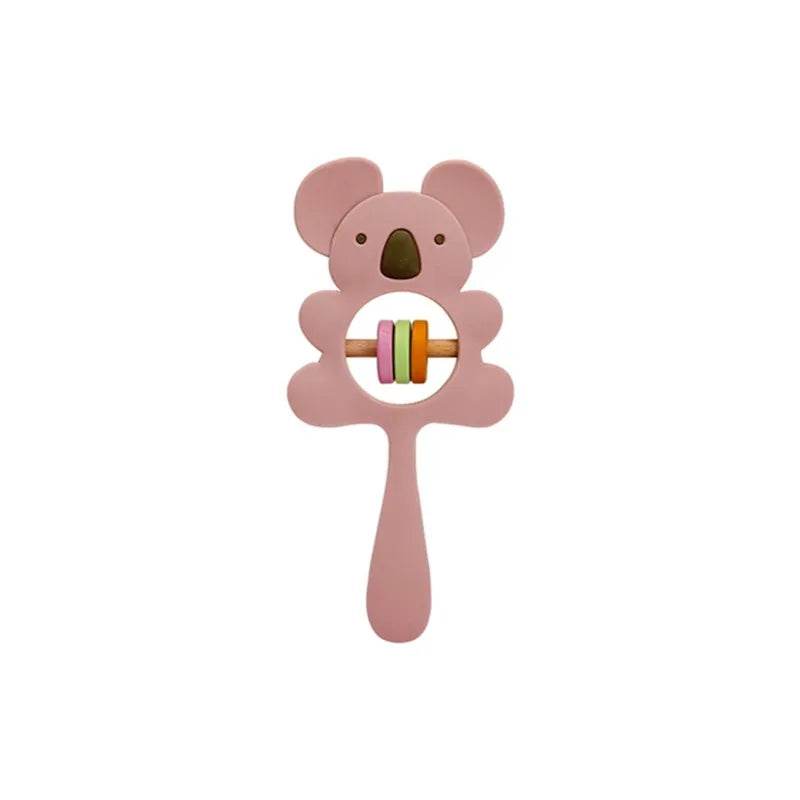 Baby Wooden Teether Rattle – Crochet Animal Newborn Toy - KinBuB