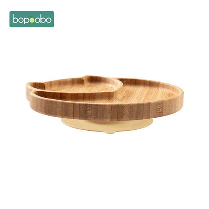 Cartoon Bamboo Baby Dinnerware – Suction Bowl & Utensils Set - KinBuB