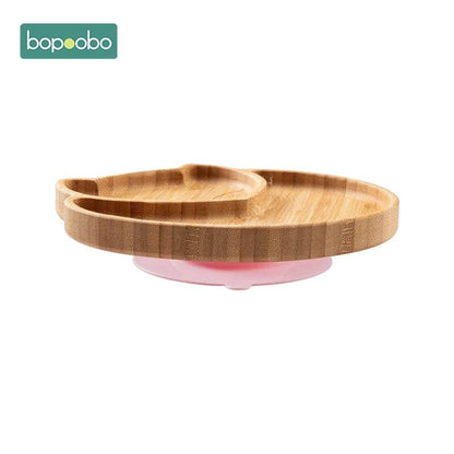 Cartoon Bamboo Baby Dinnerware – Suction Bowl & Utensils Set - KinBuB