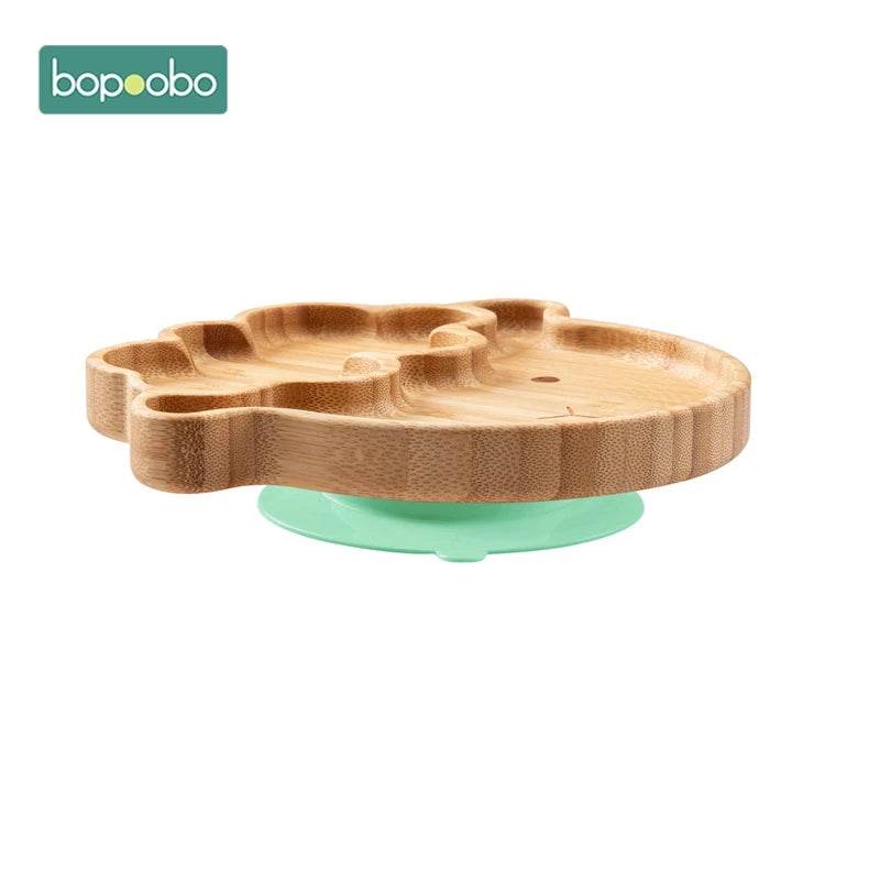 Cartoon Bamboo Baby Dinnerware – Suction Bowl & Utensils Set - KinBuB