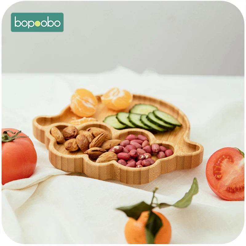 Cartoon Bamboo Baby Dinnerware – Suction Bowl & Utensils Set - KinBuB