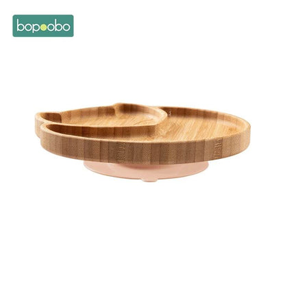 Cartoon Bamboo Baby Dinnerware – Suction Bowl & Utensils Set - KinBuB