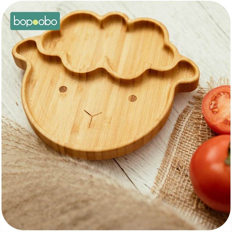 Cartoon Bamboo Baby Dinnerware – Suction Bowl & Utensils Set - KinBuB