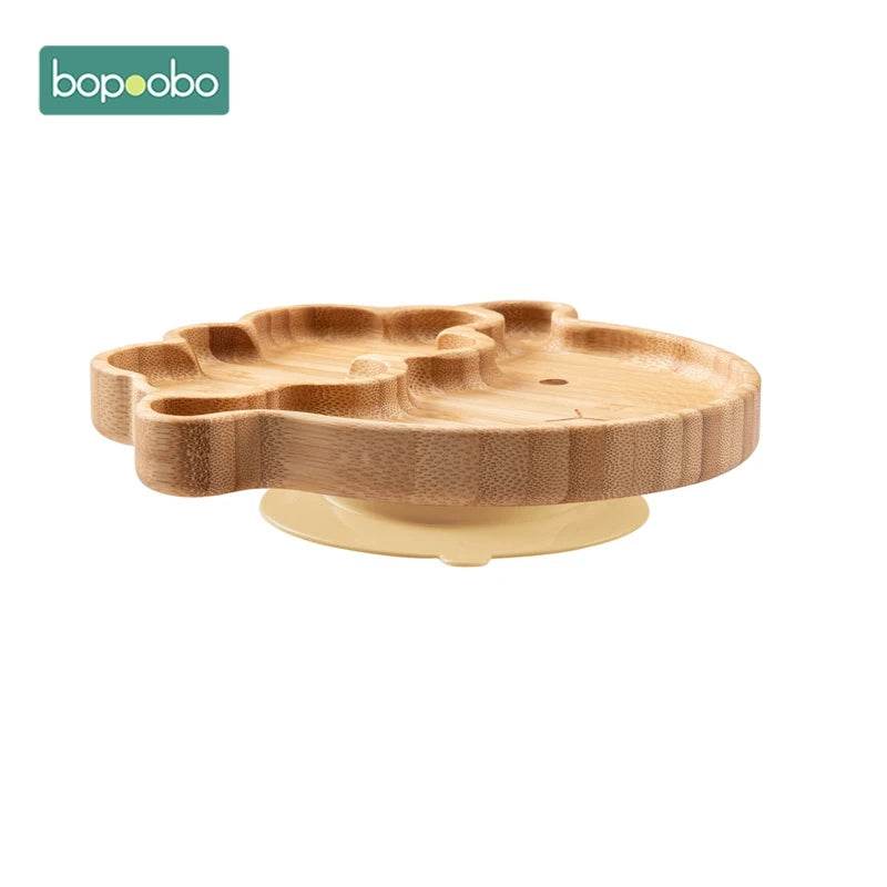 Cartoon Bamboo Baby Dinnerware – Suction Bowl & Utensils Set - KinBuB