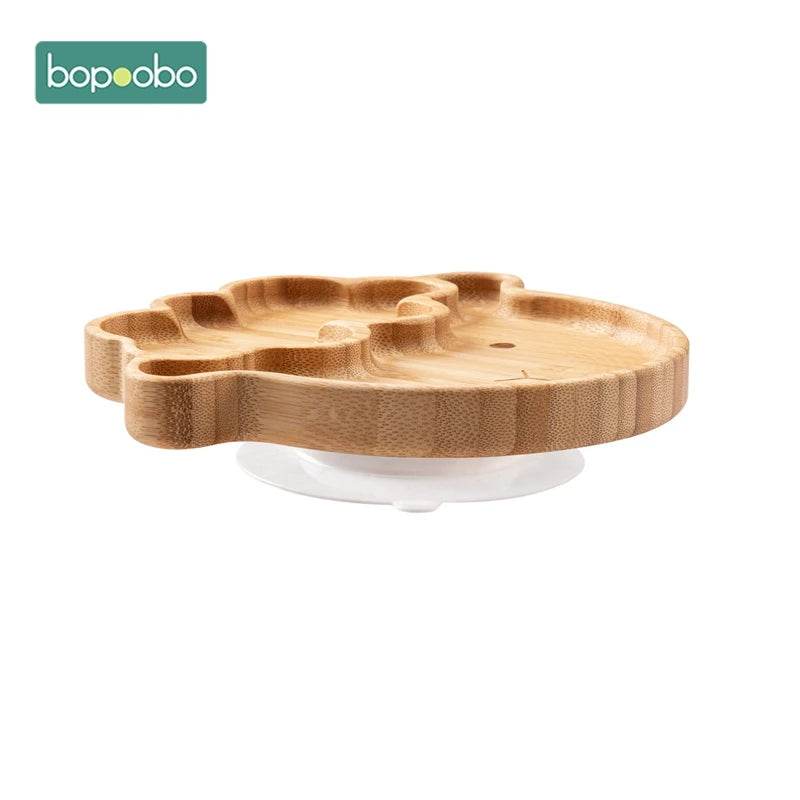 Cartoon Bamboo Baby Dinnerware – Suction Bowl & Utensils Set - KinBuB