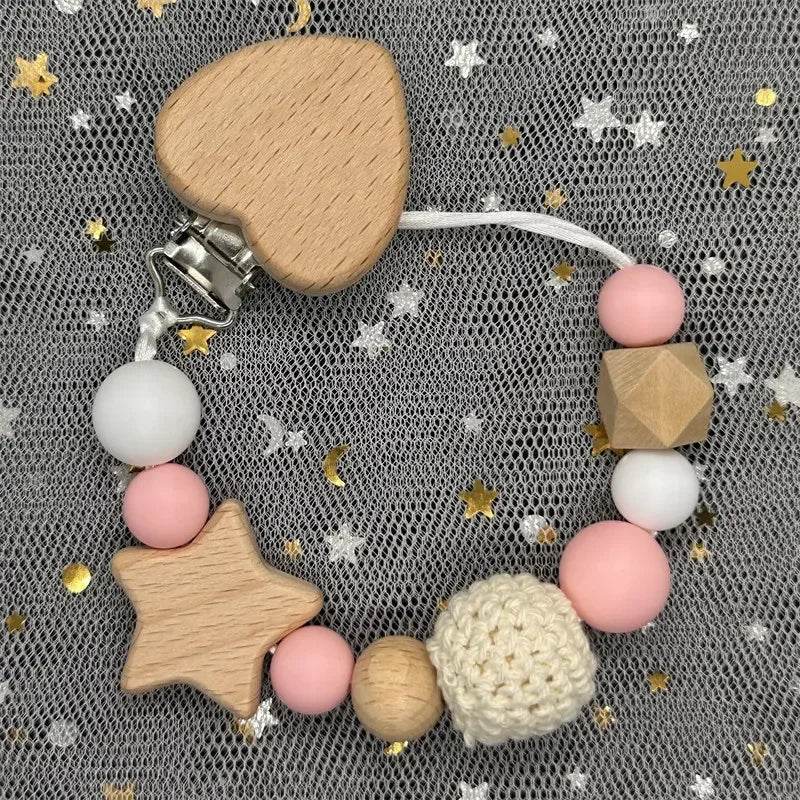 Custom Baby Pacifier Chain – Name Clip with Teether Pendant - KinBuB