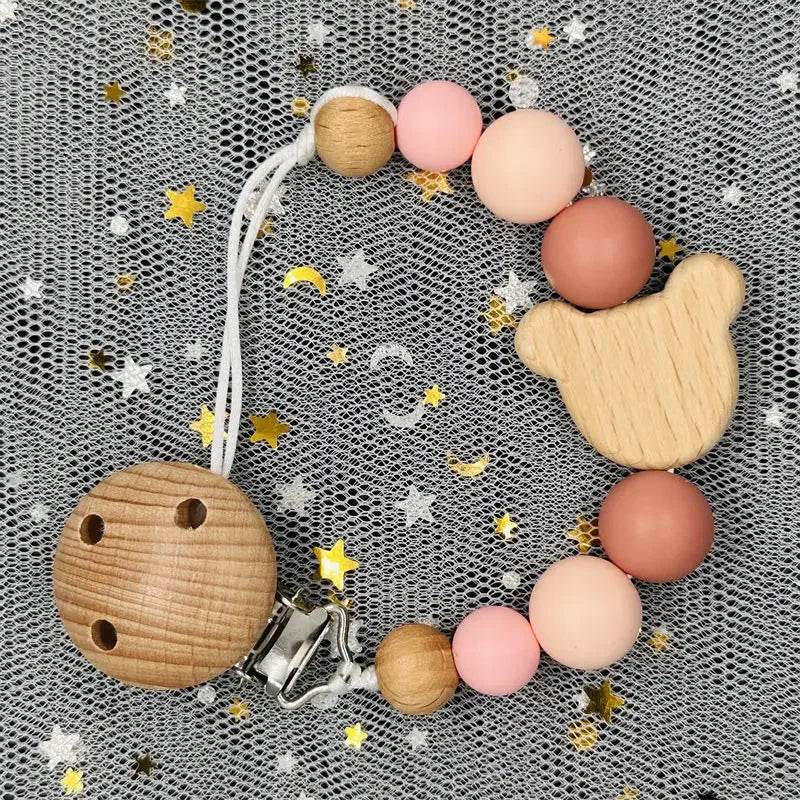 Custom Baby Pacifier Chain – Name Clip with Teether Pendant - KinBuB