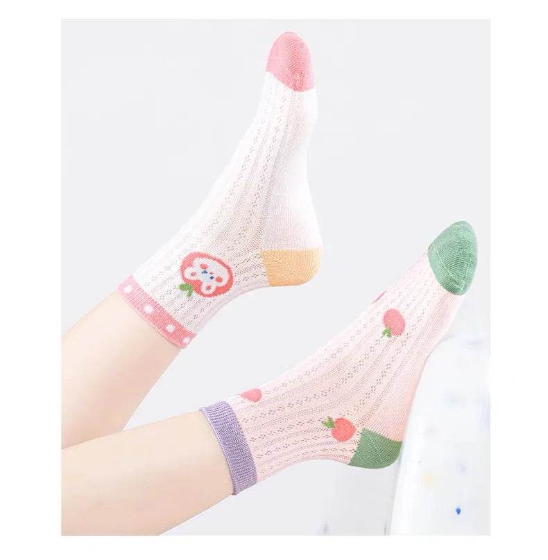 Girls Breathable Mesh Socks – Cartoon Thin Socks 1–16 Years - KinBuB