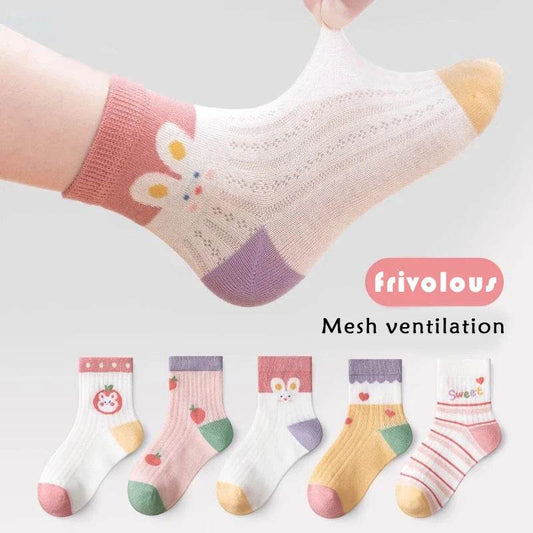 Girls Breathable Mesh Socks – Cartoon Thin Socks 1–16 Years - KinBuB