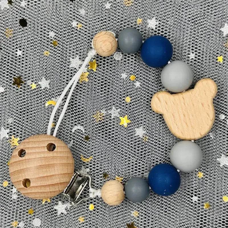 Custom Baby Pacifier Chain – Name Clip with Teether Pendant - KinBuB