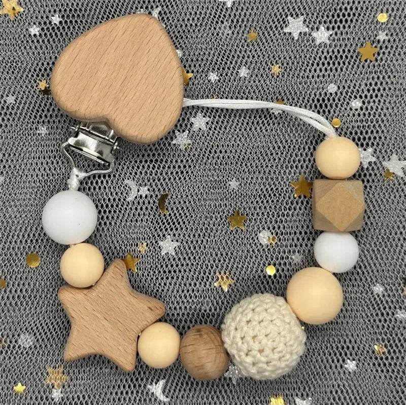 Custom Baby Pacifier Chain – Name Clip with Teether Pendant - KinBuB