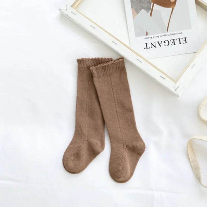 Cotton Baby Knee Socks – White Long Tube Socks for Kids - KinBuB