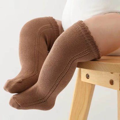 Cotton Baby Knee Socks – White Long Tube Socks for Kids - KinBuB
