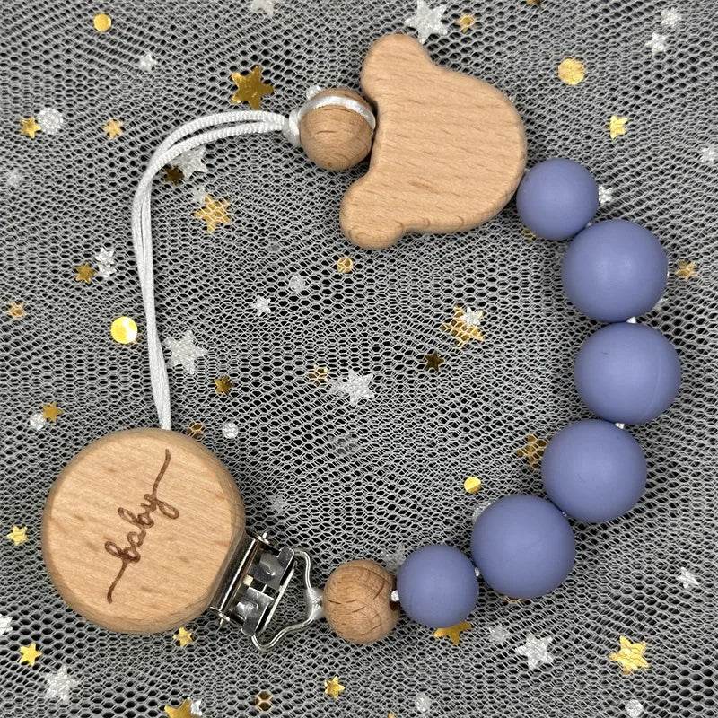 Custom Baby Pacifier Chain – Name Clip with Teether Pendant - KinBuB