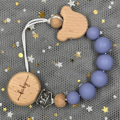 Custom Baby Pacifier Chain – Name Clip with Teether Pendant - KinBuB