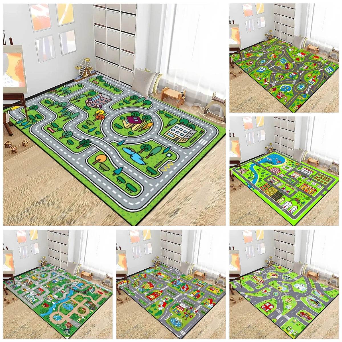 Road Traffic Play Mat – Educational Rug for Kids' Playrooms - KinBuB