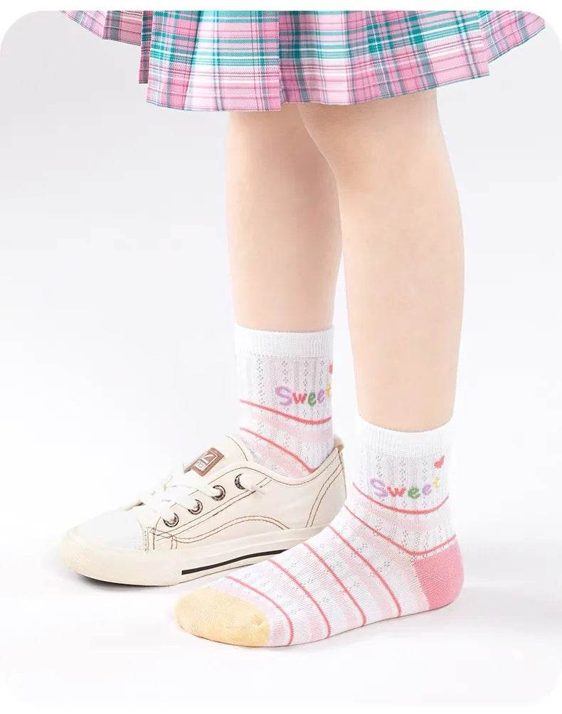 Girls Breathable Mesh Socks – Cartoon Thin Socks 1–16 Years - KinBuB