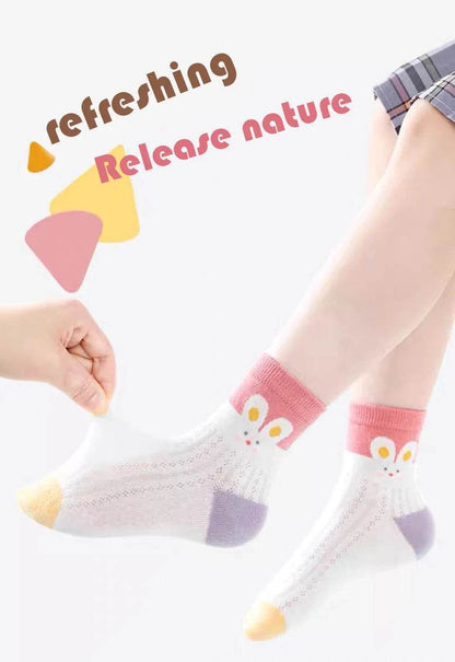 Girls Breathable Mesh Socks – Cartoon Thin Socks 1–16 Years - KinBuB