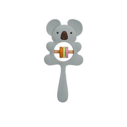 Baby Wooden Teether Rattle – Crochet Animal Newborn Toy - KinBuB