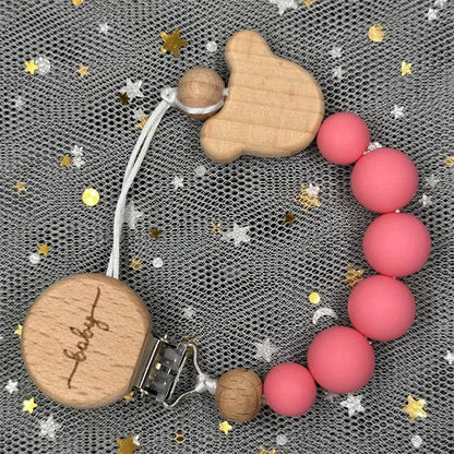 Custom Baby Pacifier Chain – Name Clip with Teether Pendant - KinBuB