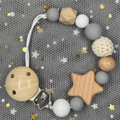 Custom Baby Pacifier Chain – Name Clip with Teether Pendant - KinBuB