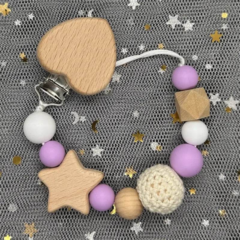 Custom Baby Pacifier Chain – Name Clip with Teether Pendant - KinBuB