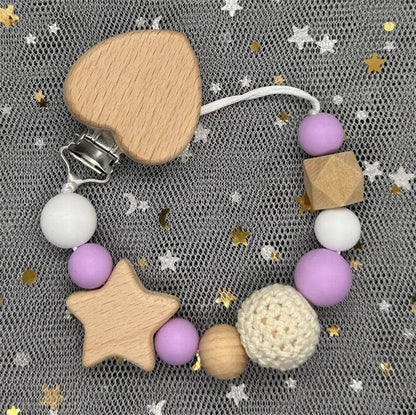 Custom Baby Pacifier Chain – Name Clip with Teether Pendant - KinBuB