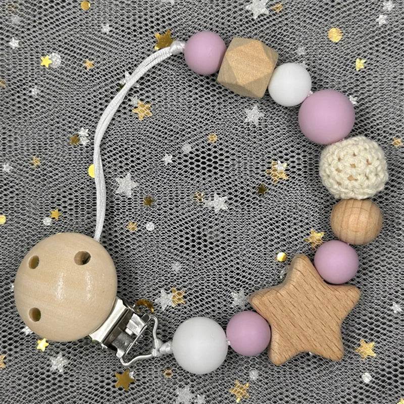 Custom Baby Pacifier Chain – Name Clip with Teether Pendant - KinBuB