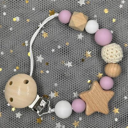 Custom Baby Pacifier Chain – Name Clip with Teether Pendant - KinBuB