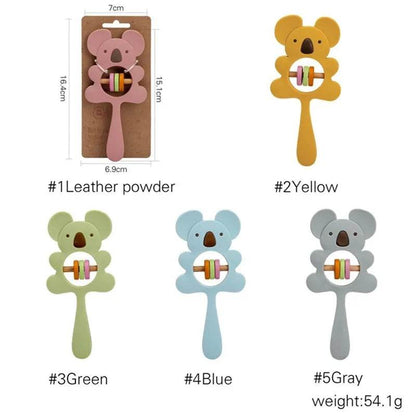 Baby Wooden Teether Rattle – Crochet Animal Newborn Toy - KinBuB