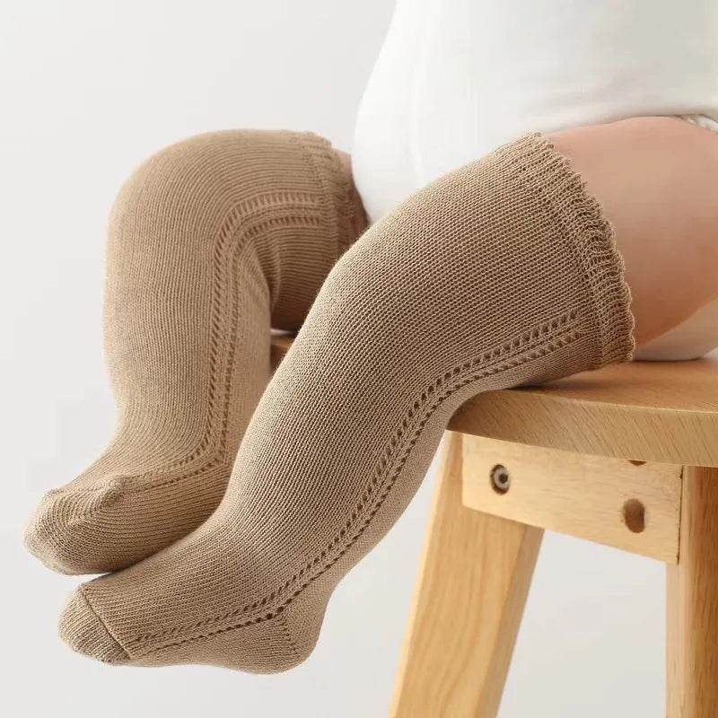 Cotton Baby Knee Socks – White Long Tube Socks for Kids - KinBuB