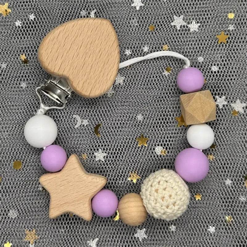 Custom Baby Pacifier Chain – Name Clip with Teether Pendant - KinBuB