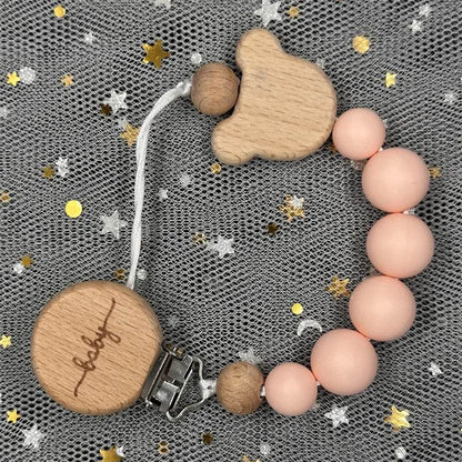 Custom Baby Pacifier Chain – Name Clip with Teether Pendant - KinBuB