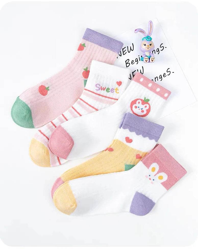 Girls Breathable Mesh Socks – Cartoon Thin Socks 1–16 Years - KinBuB