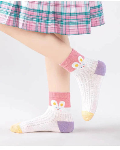 Girls Breathable Mesh Socks – Cartoon Thin Socks 1–16 Years - KinBuB