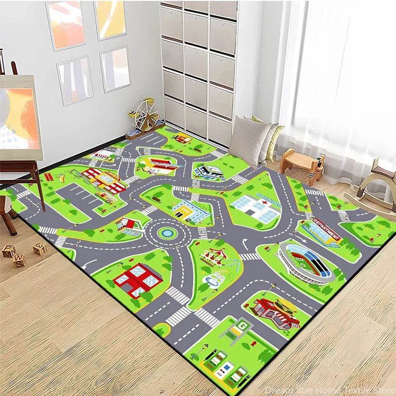 Road Traffic Play Mat – Educational Rug for Kids' Playrooms - KinBuB