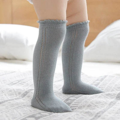 Cotton Baby Knee Socks – White Long Tube Socks for Kids - KinBuB