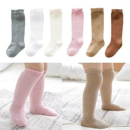 Cotton Baby Knee Socks – White Long Tube Socks for Kids - KinBuB